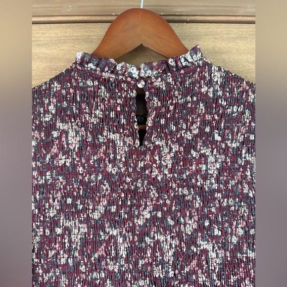 Dress Forum Smocked Ruffle Floral Mini Dress Long Sleeve Puff Sleeves Medium​​ - Picture 9 of 12